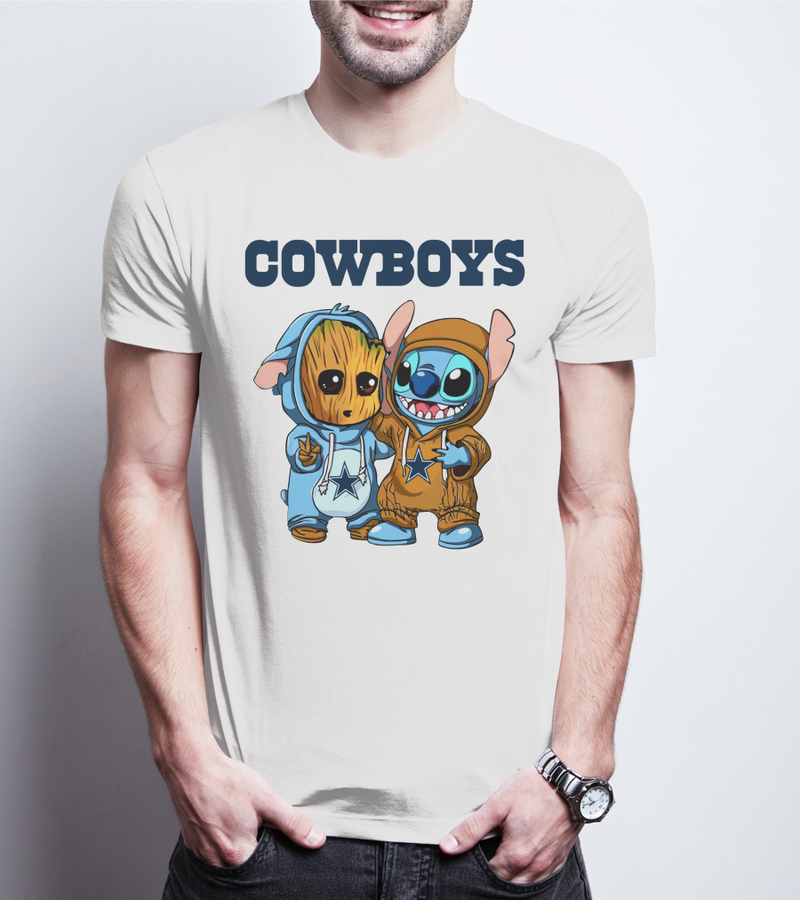 Cowboys Groot Stitch NFL Disney Collaboration T-Shirt