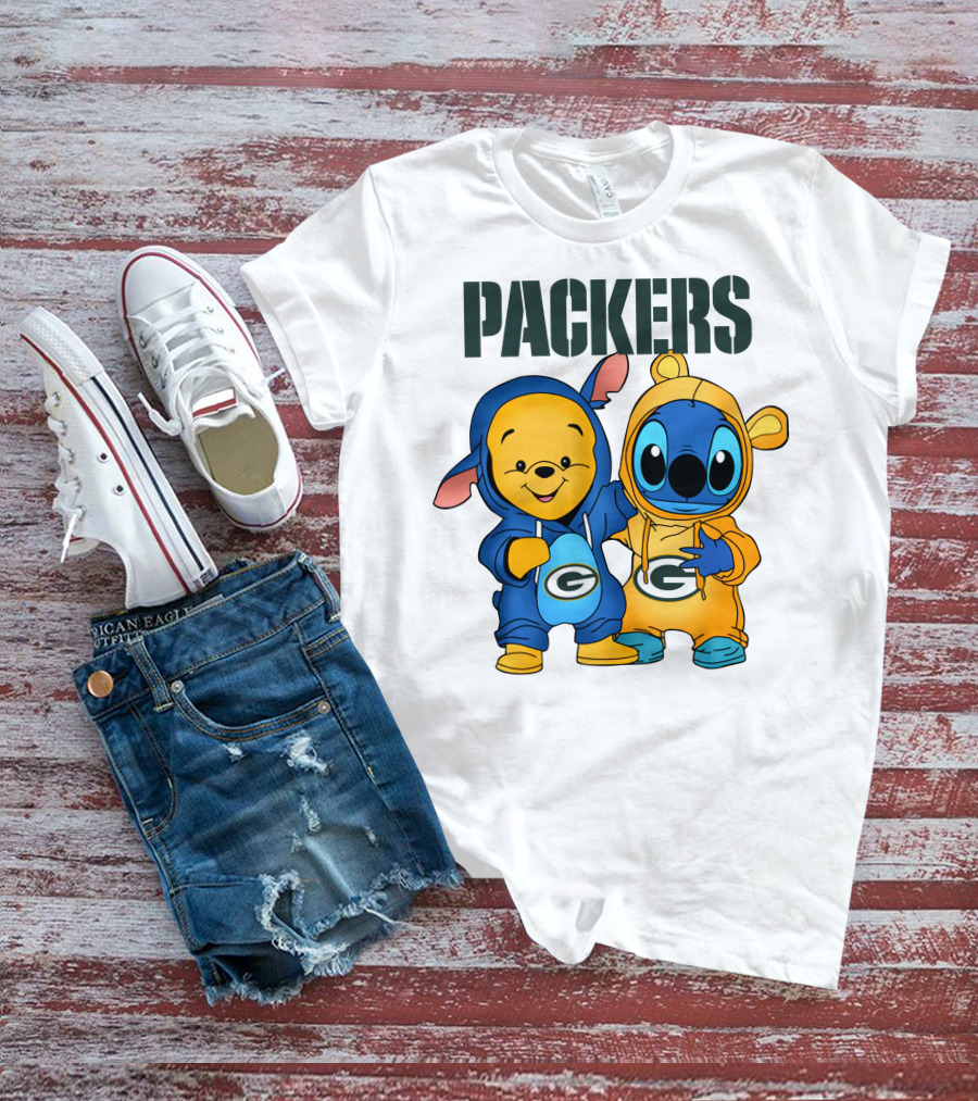 Packers Pooh Stitch Green Bay Collaboration T-Shirt