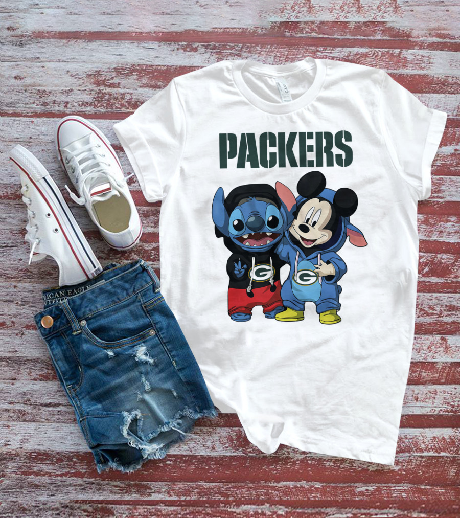 Packers Green Bay Stitch And Mickey Hoodie Characters T-Shirt