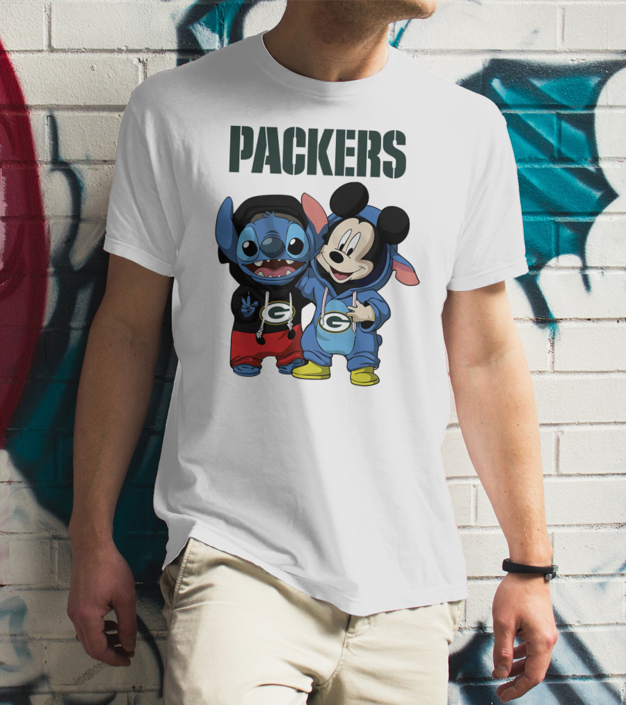 Packers Green Bay Stitch And Mickey Hoodie Characters T-Shirt