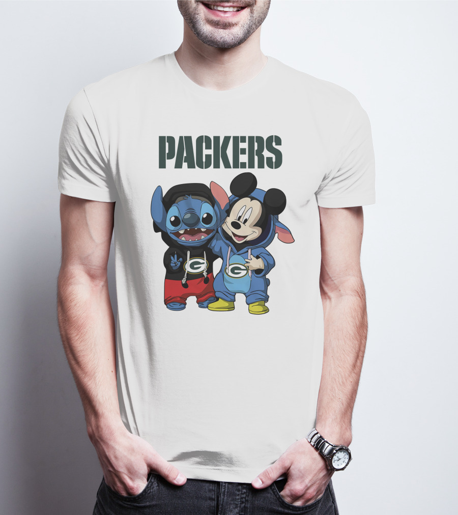 Packers Green Bay Stitch And Mickey Hoodie Characters T-Shirt