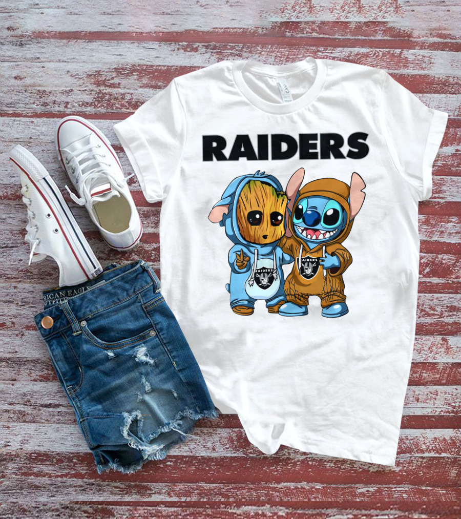 Raiders Groot And Stitch T-Shirt