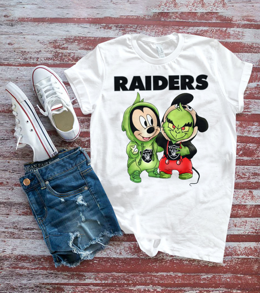Mickey And Grinch Raiders Hoodie Cute Cartoon Characters T-Shirt