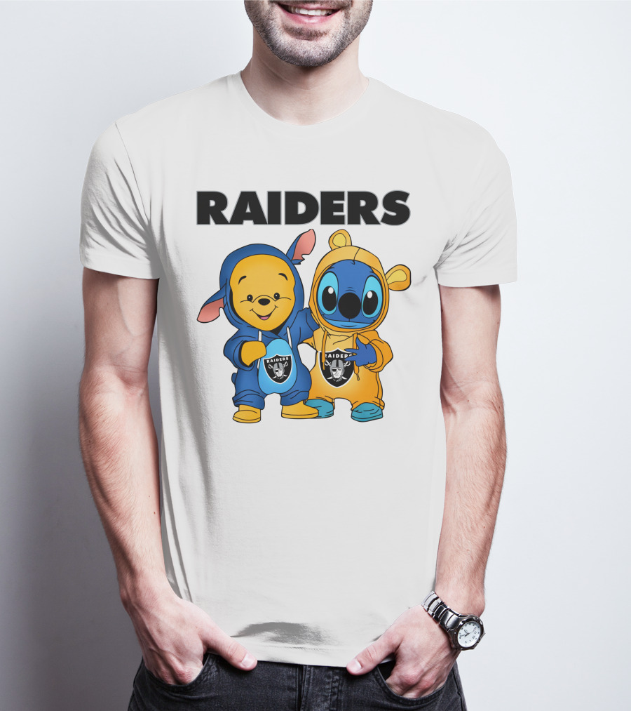 Raiders Pooh-Stitch Crossover Nfl Team Logos T-Shirt