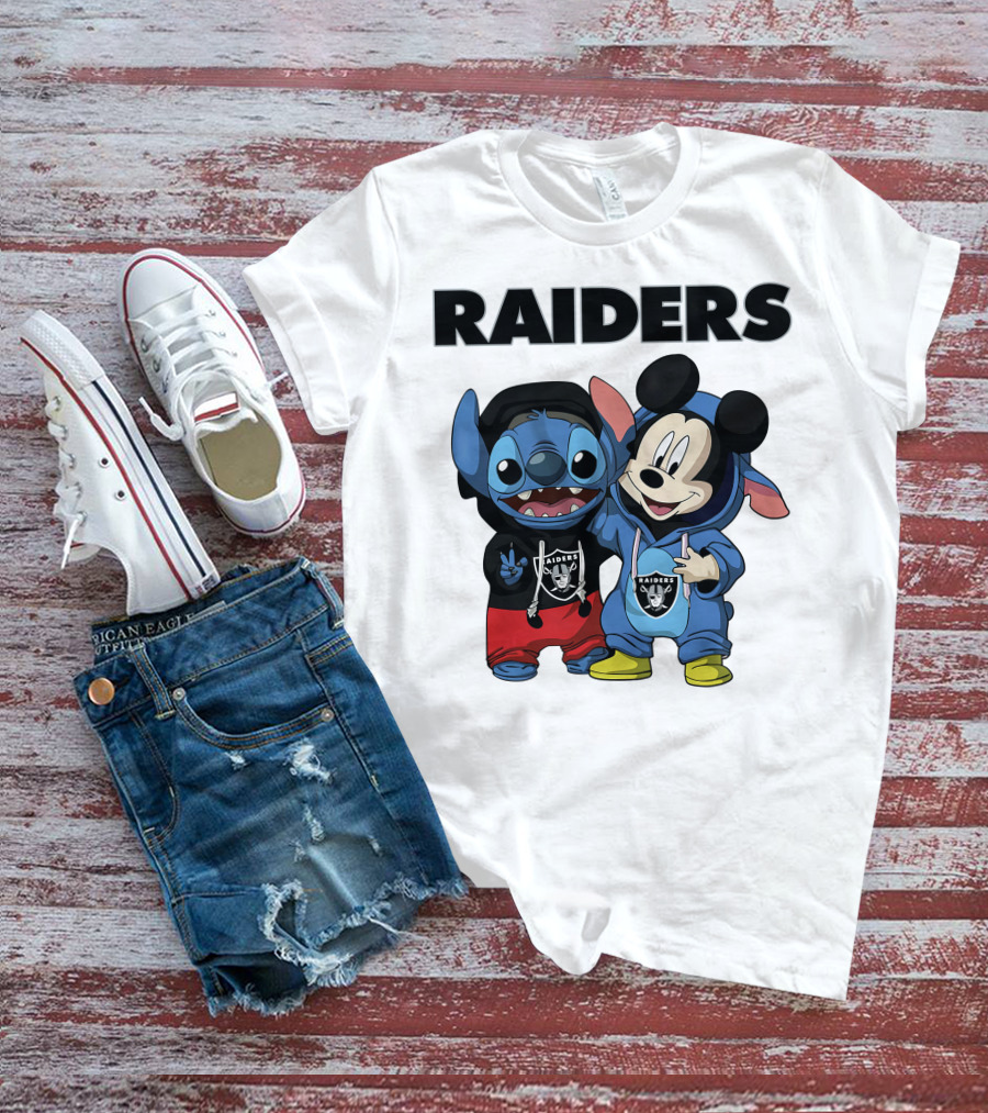 Stitch And Mickey Raiders Hoodie Duo T-Shirt