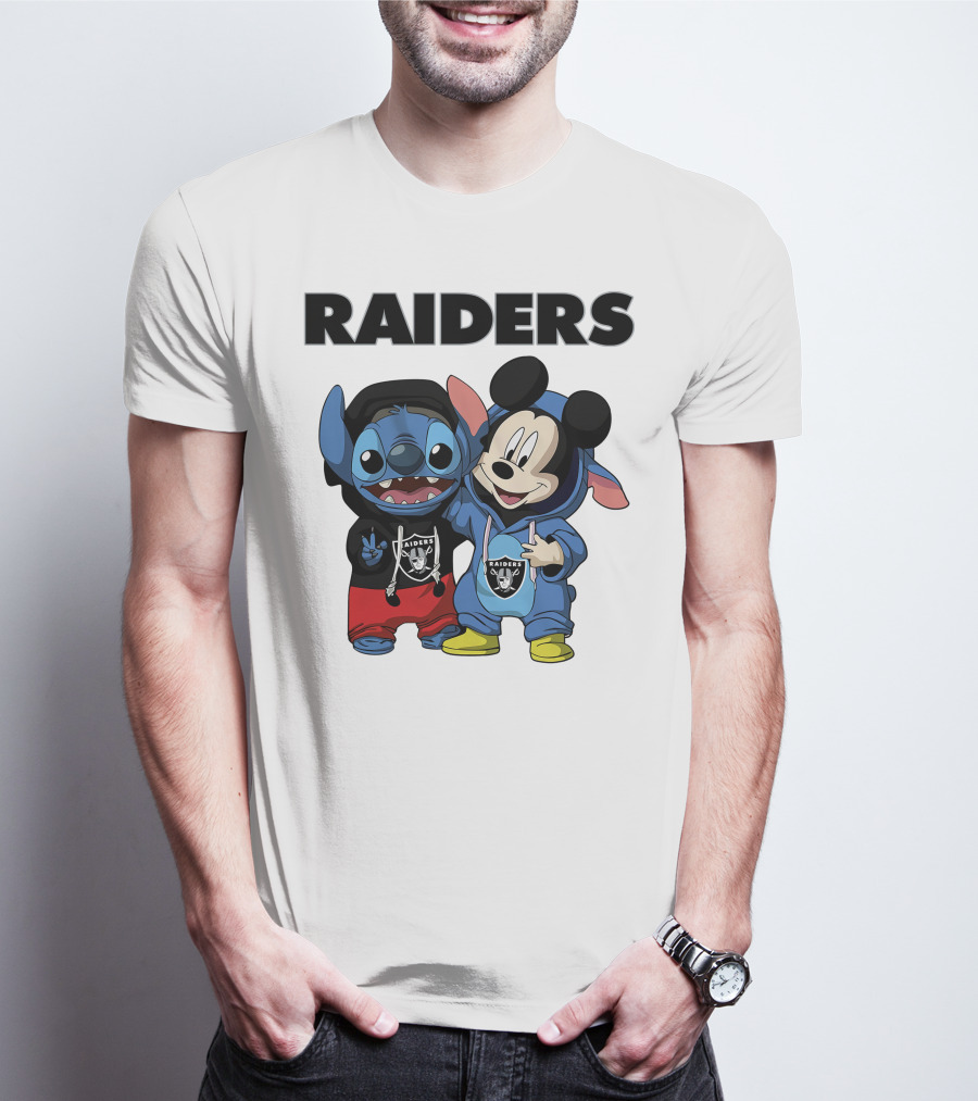 Stitch And Mickey Raiders Hoodie Duo T-Shirt