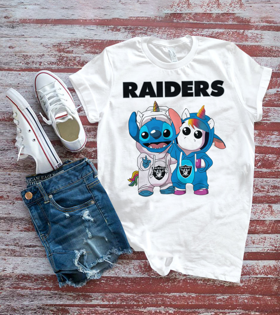 Raiders Stitch And Unicorn In Team Hoodies T-Shirt