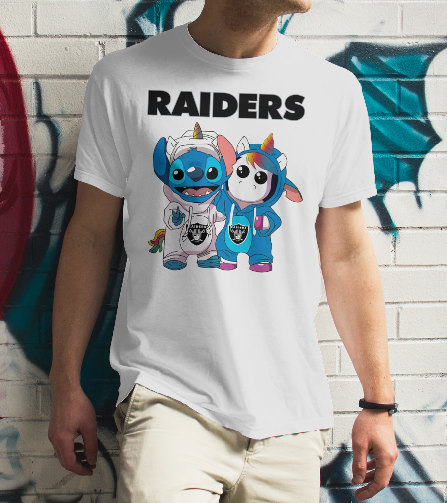 Raiders Stitch And Unicorn In Team Hoodies T-Shirt