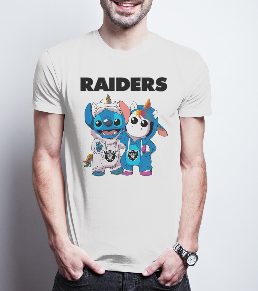 Raiders Stitch And Unicorn In Team Hoodies T-Shirt