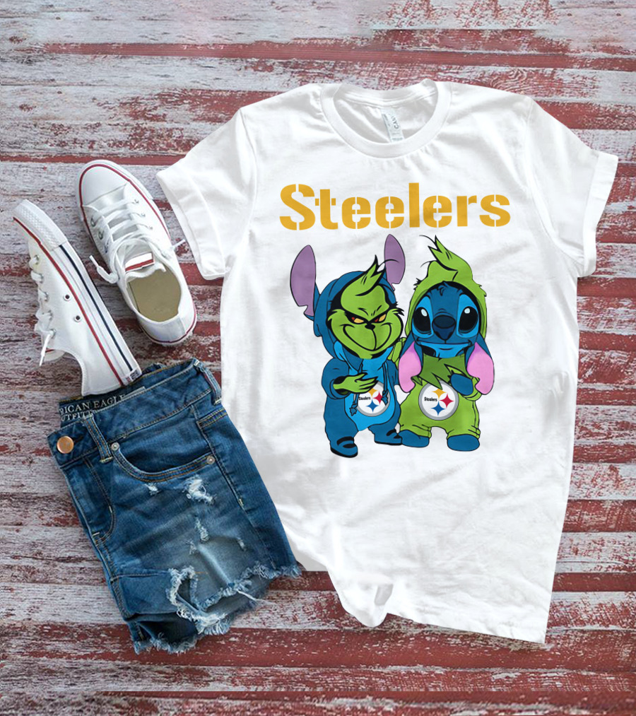 Grinch And Stitch Steelers Fans T-Shirt