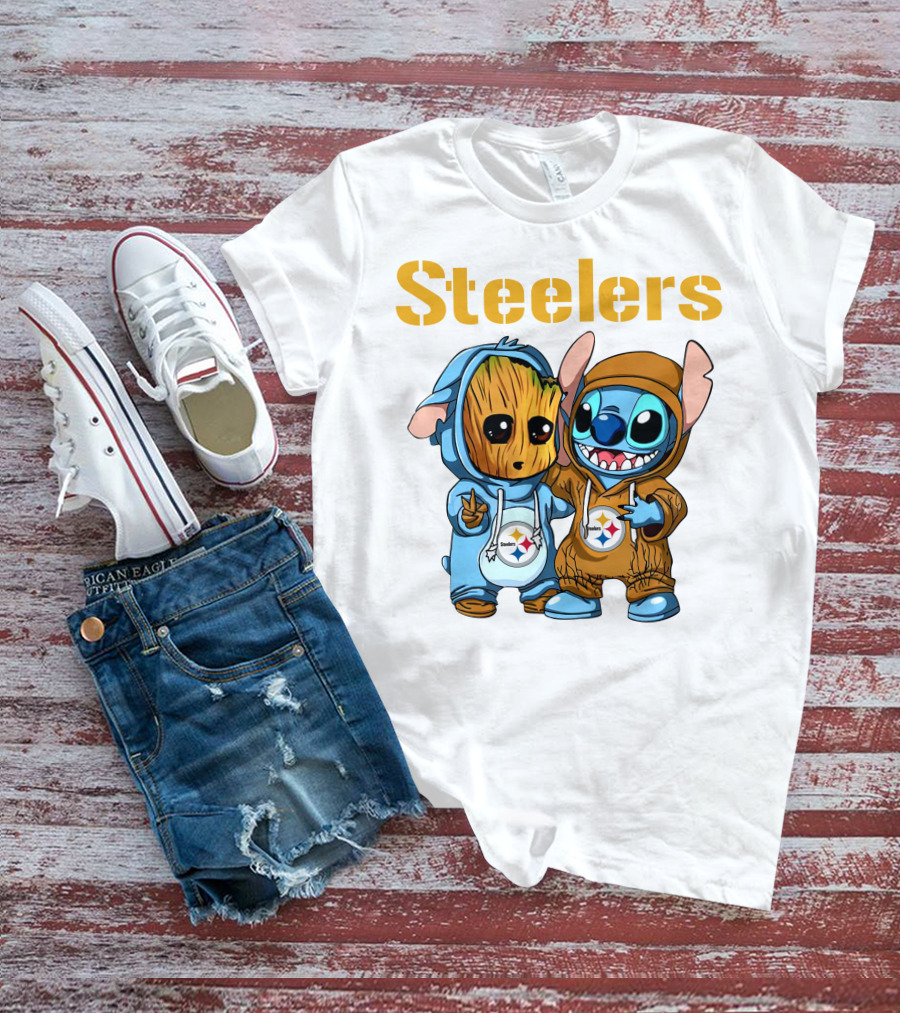 Steelers Groot And Stitch NFL25 Disney T-Shirt