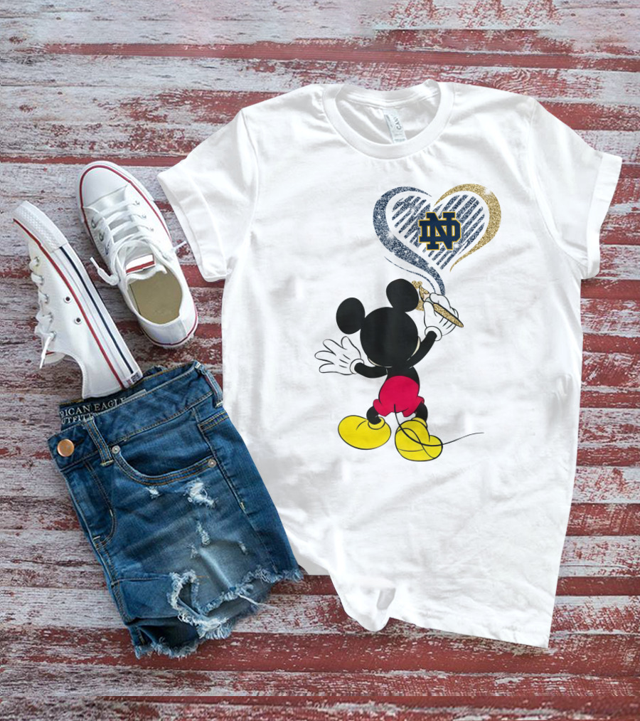 Notre Dame Fighting Irish Mickey Mouse Heart T-Shirt