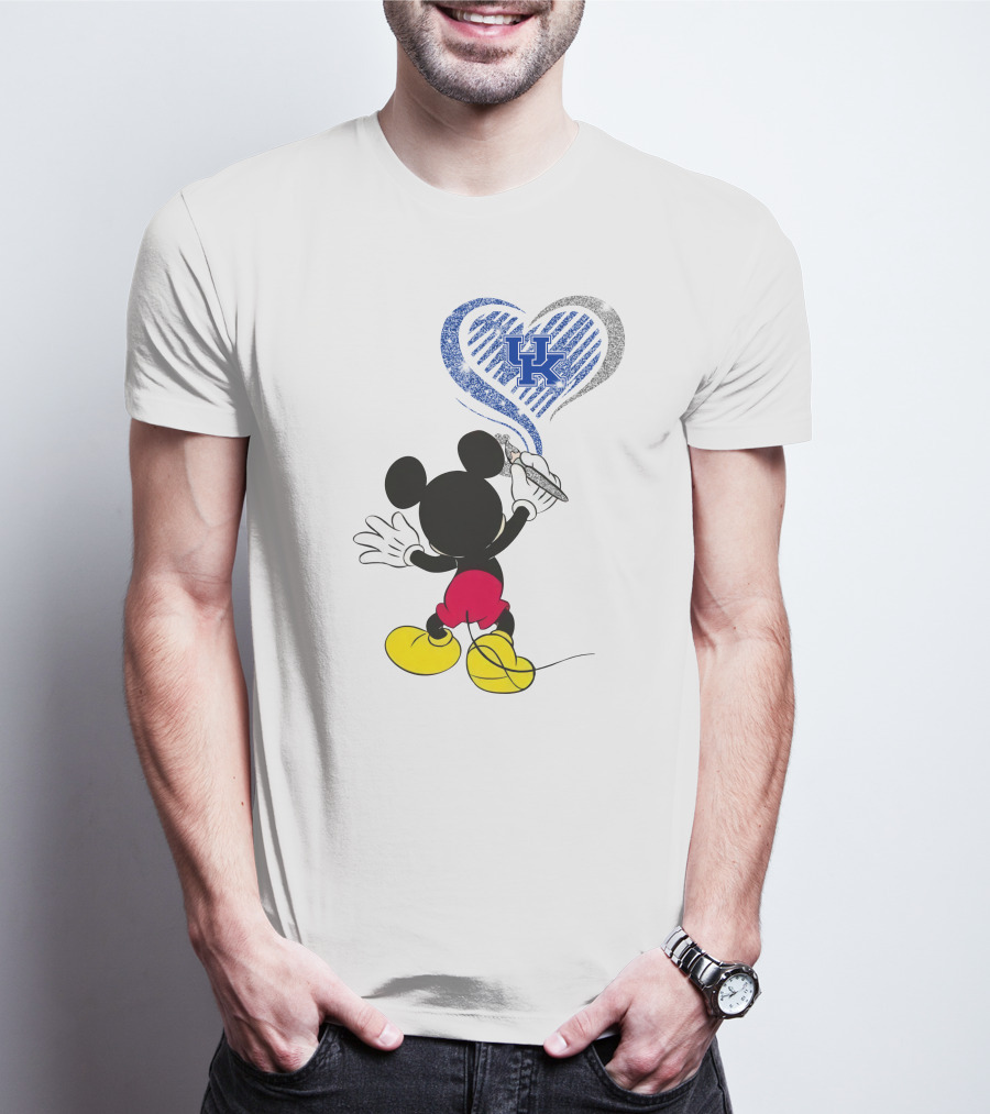 Mickey Uk Heart Drawing Kentucky Wildcats Ncaa T-Shirt