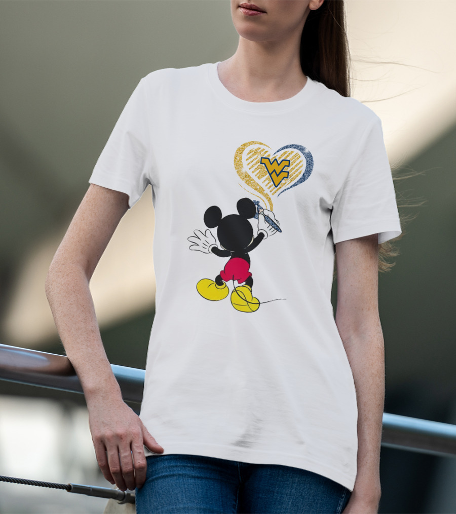 Mickey Drawing Wvu Heart T-Shirt