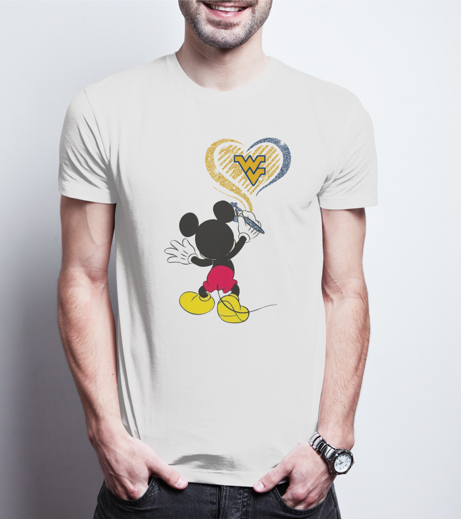 Mickey Drawing Wvu Heart T-Shirt