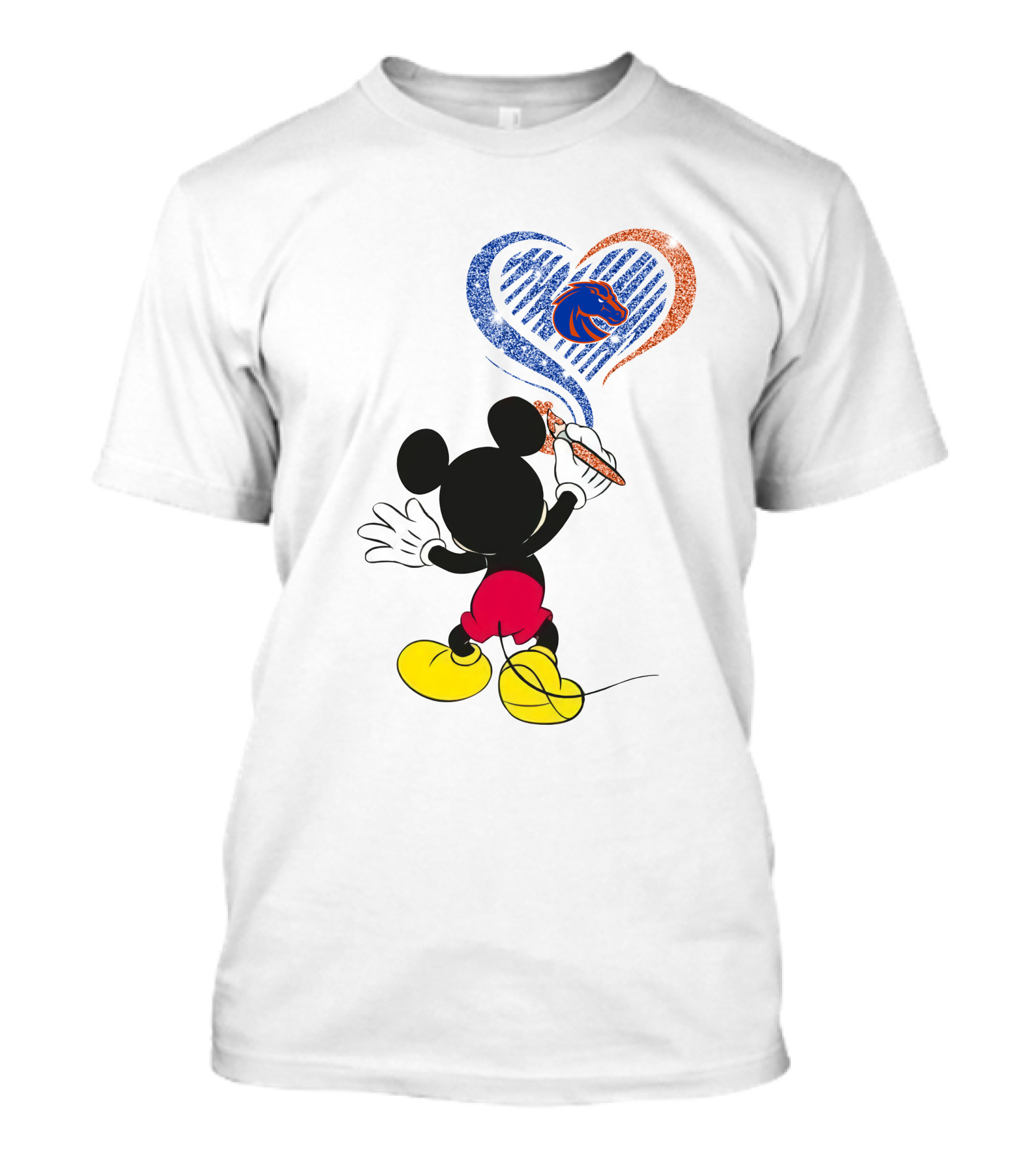 Mickey Paints Heart With Boise State Broncos T-Shirt