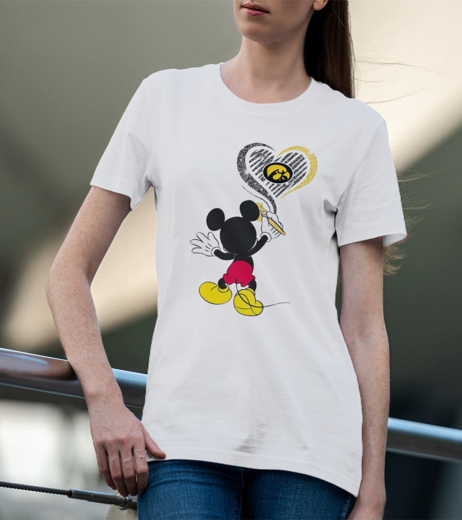 Mickey Mouse Iowa Hawkeyes Heart T-Shirt
