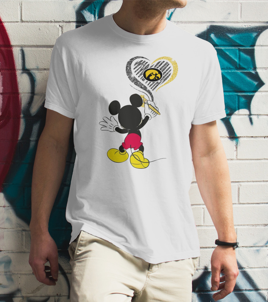 Mickey Mouse Iowa Hawkeyes Heart T-Shirt