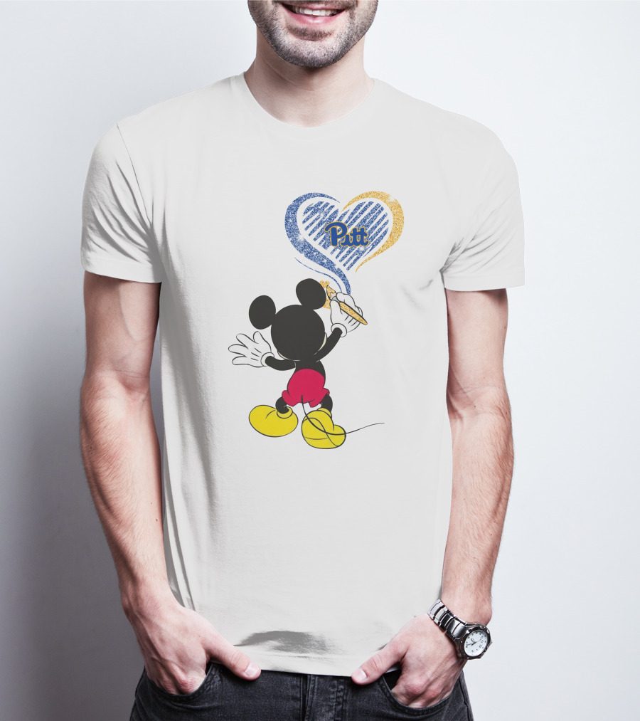 Pitt Panthers Mickey Mouse Heart Art T-Shirt
