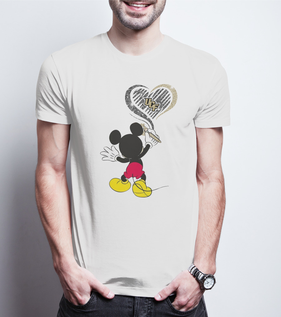 Ucf Knights Mickey Mouse Heart Drawing T-Shirt