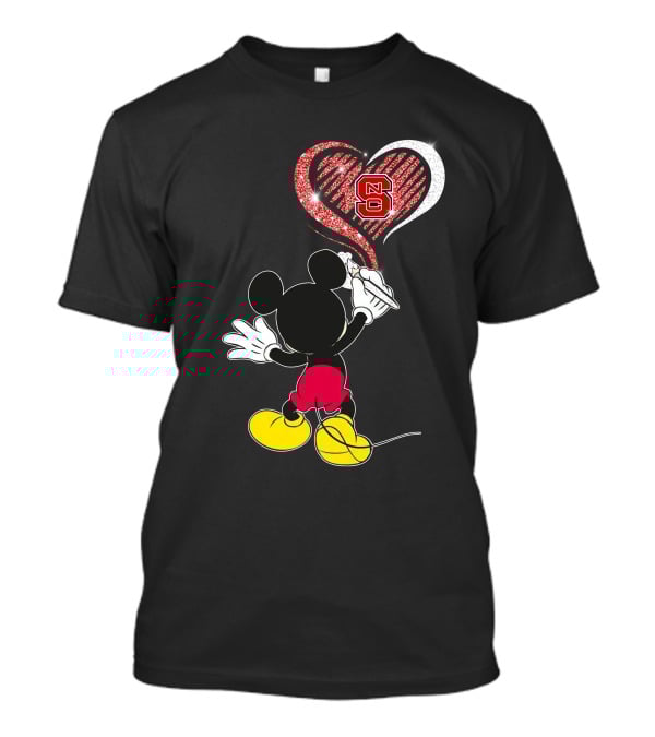 Mickey Drawing Heart Nc State Wolfpack T-Shirt