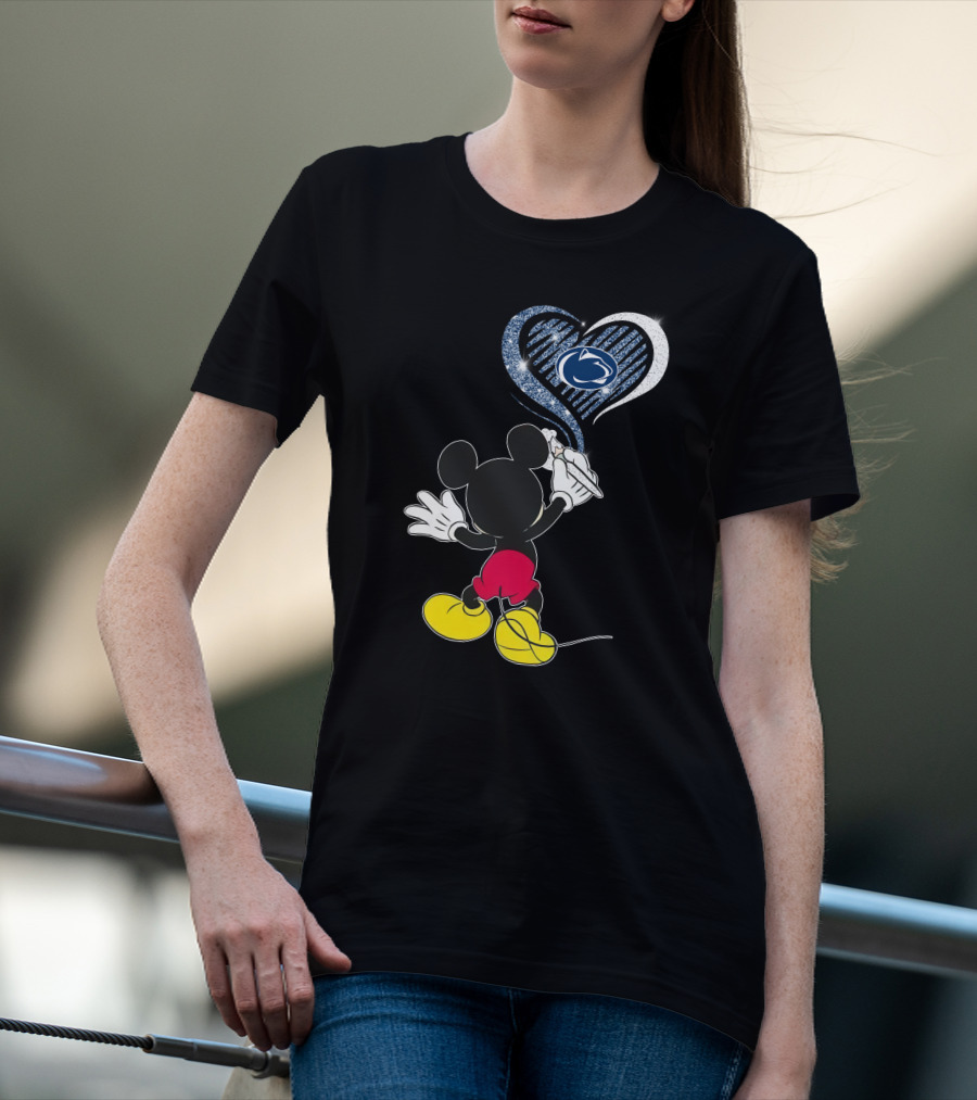 Mickey Mouse Draws Heart With Penn State Nittany Lions T-Shirt