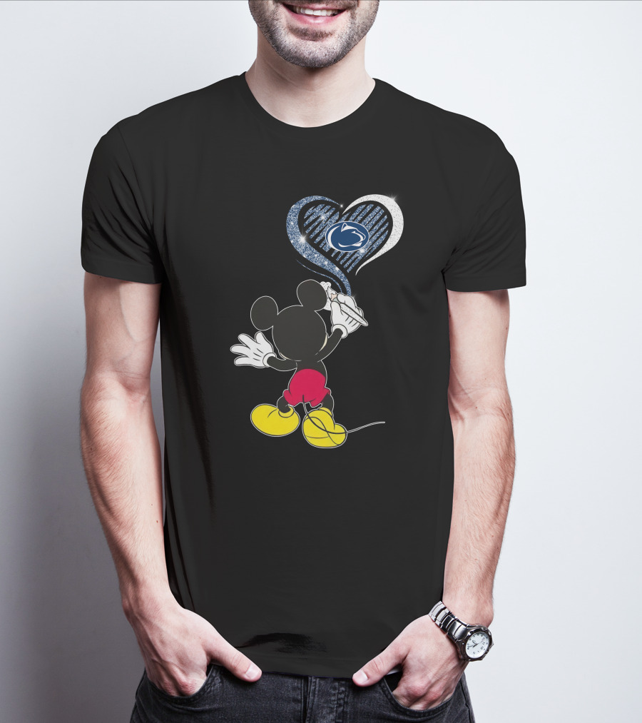 Mickey Mouse Draws Heart With Penn State Nittany Lions T-Shirt