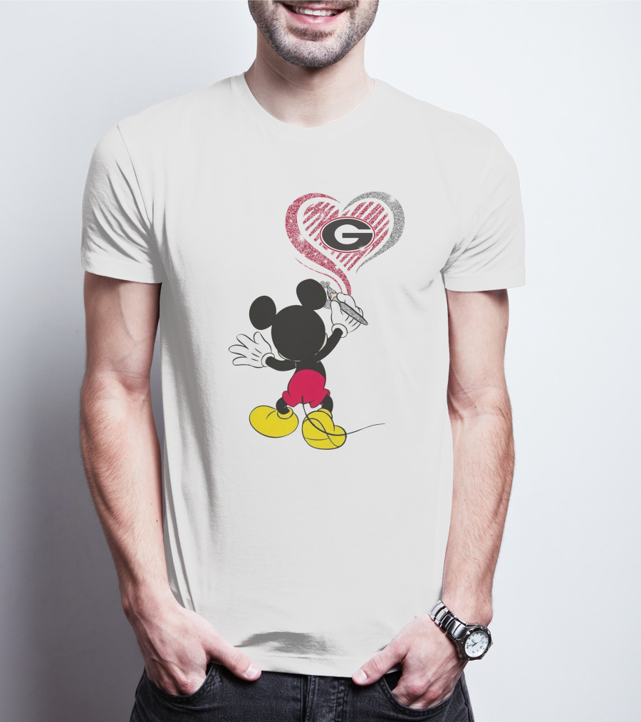 Mickey Ncaa Georgia Bulldogs Heart T-Shirt