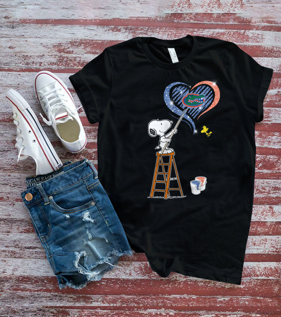 Snoopy Florida Gators Painting Heart With Snoopy And Woodstock T-Shirt