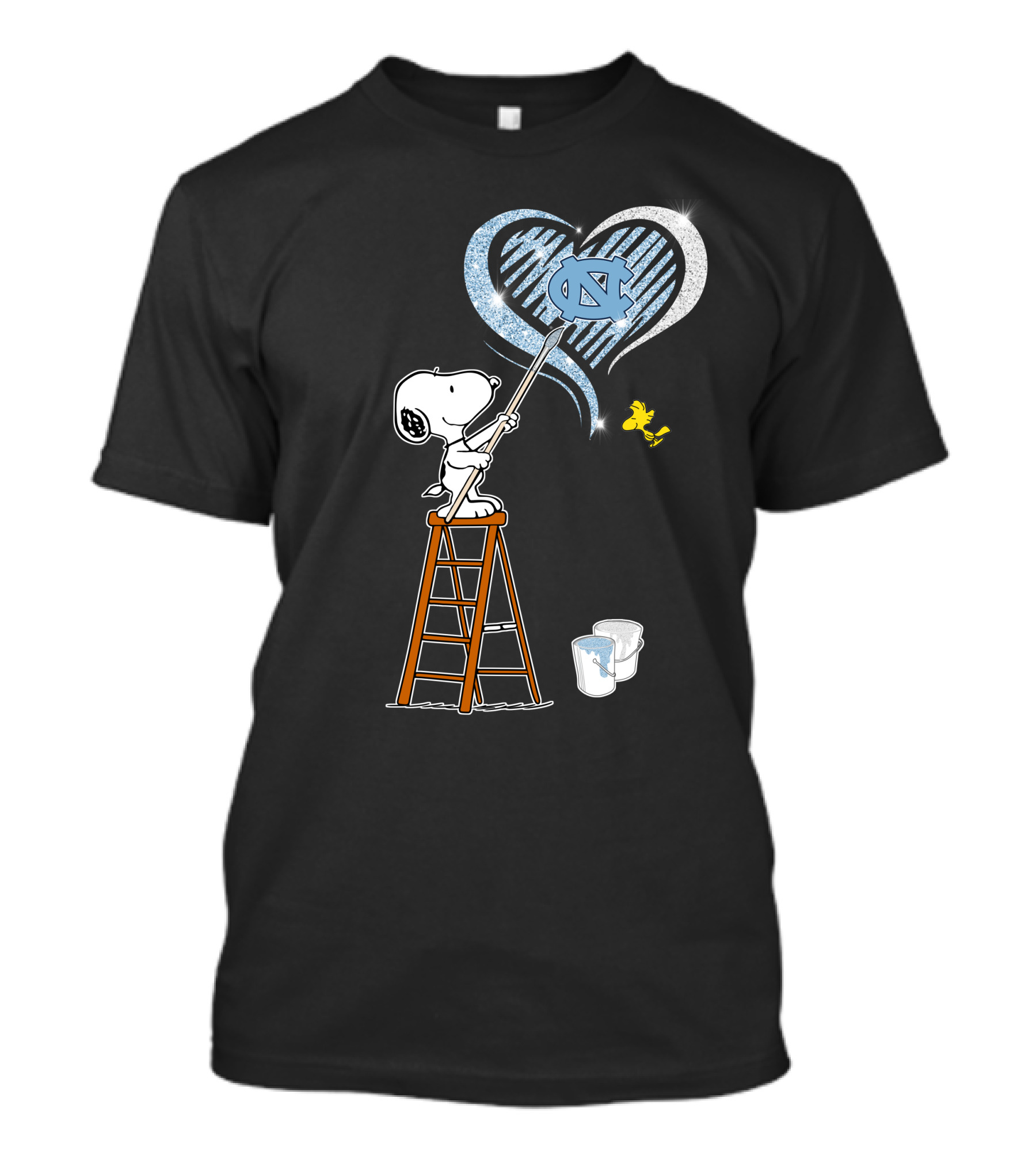 Snoopy Painting Unc Heart With Woodstock T-Shirt