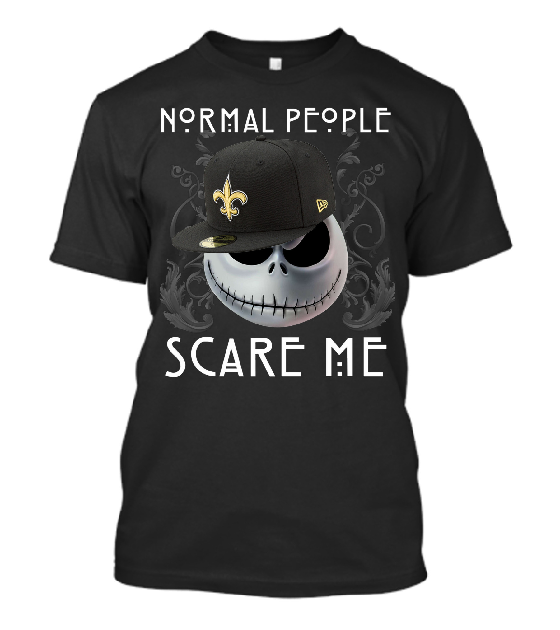 Normal People Scare Me Jack NFL Saints Hat Skull T-Shirt