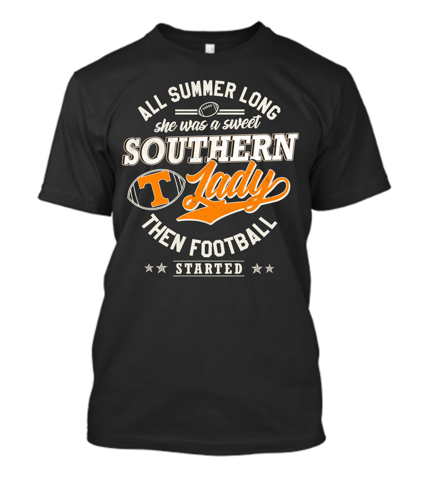 All Summer Long Sweet Southern Lady Football Tennessee Vols T-Shirt