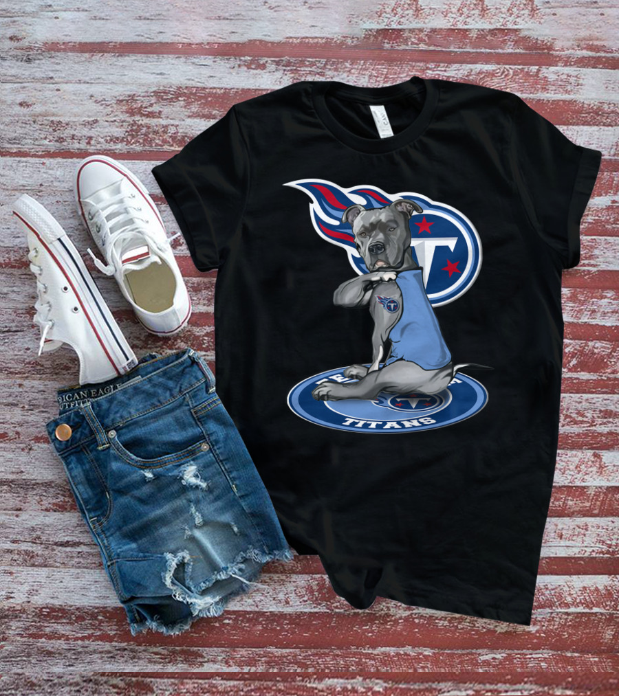 Tennessee Titans Dog With Logo And Stars T-Shirt