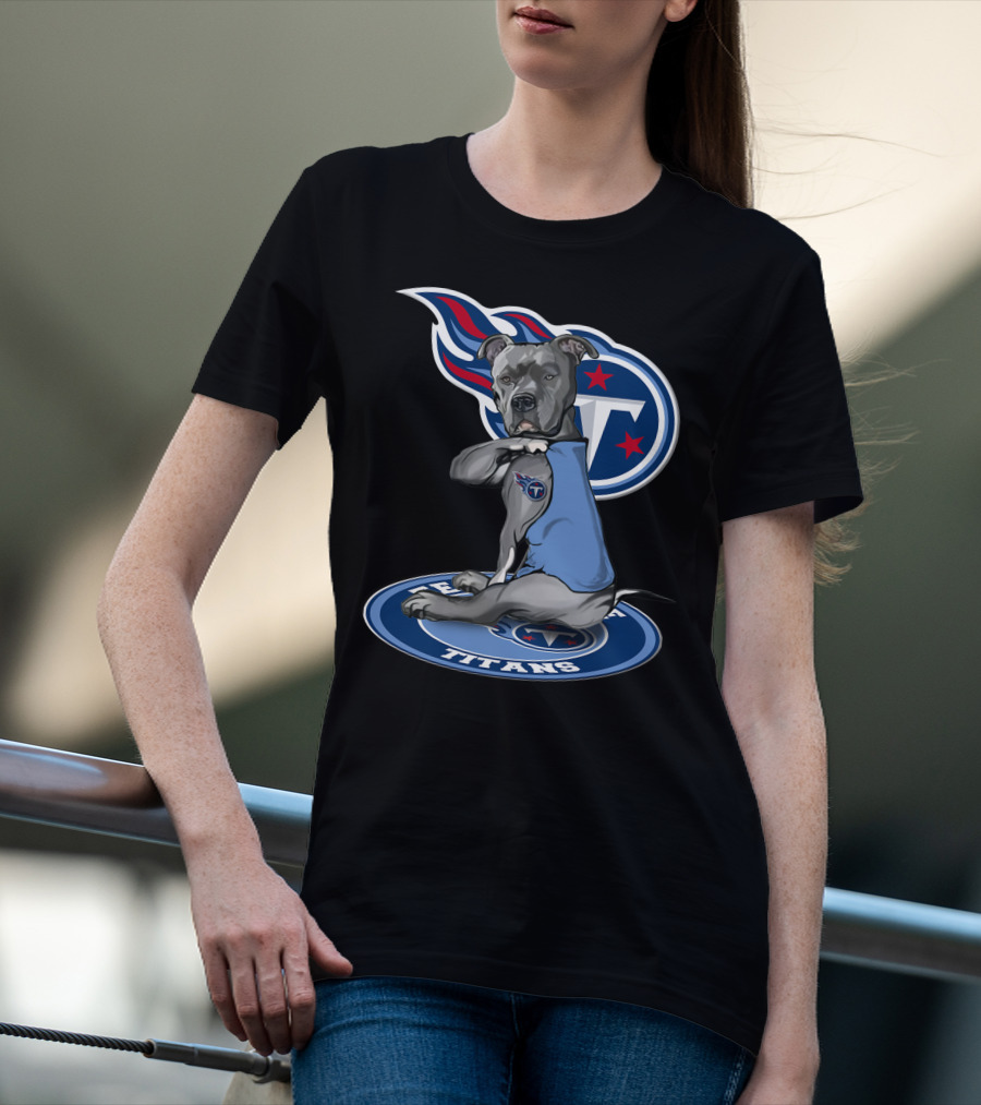 Tennessee Titans Dog With Logo And Stars T-Shirt