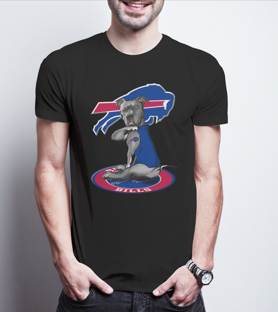 Buffalo Bills Dog With Team Logo And Colors T-Shirt