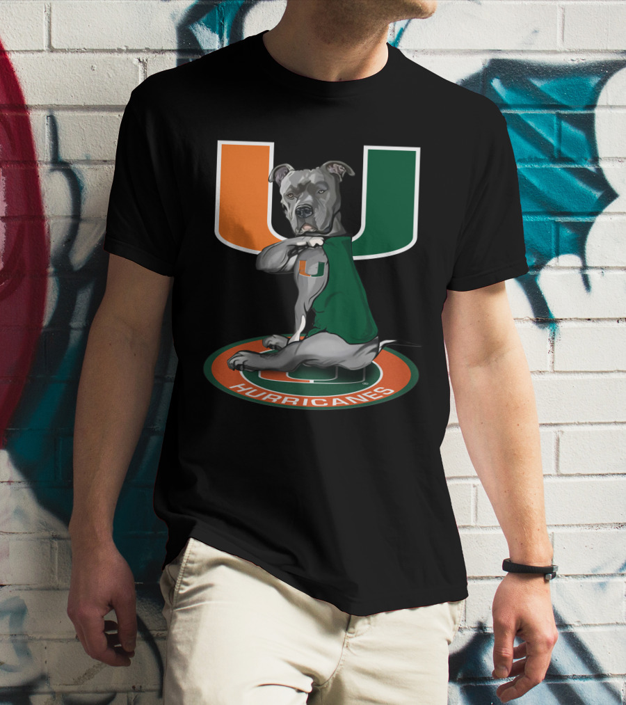 Miami Hurricanes Dog Mascot With U T-Shirt