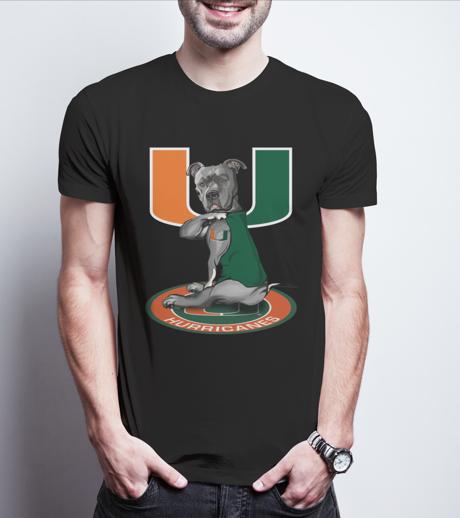 Miami Hurricanes Dog Mascot With U T-Shirt