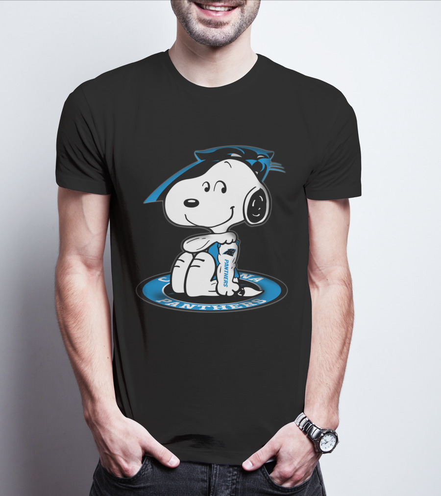 Snoopy Carolina Panthers Blue Football Fan T-Shirt
