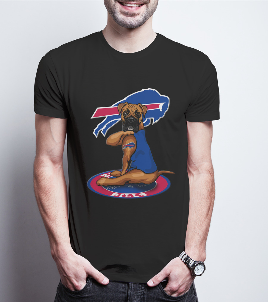 Buffalo Bills Dog Mascot With Team Logo And Jersey T-Shirt