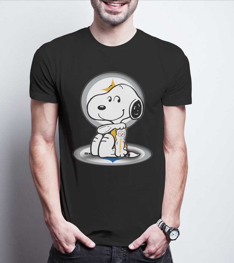 Snoopy Holding Pittsburgh Steelers Football T-Shirt