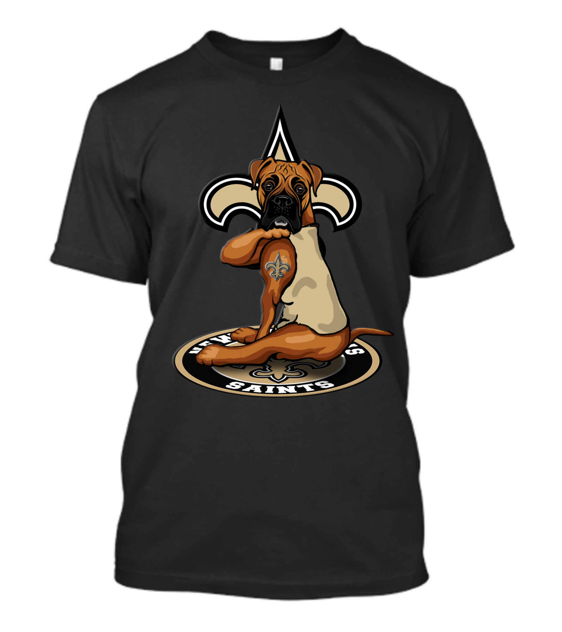 New Orleans Saints Dog Fleur-De-Lis Tattoo T-Shirt