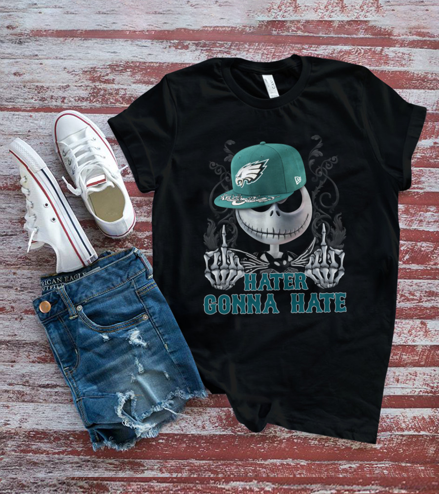 Hater Gonna Hate Philadelphia Eagles Jack Skellington Snapback T-Shirt