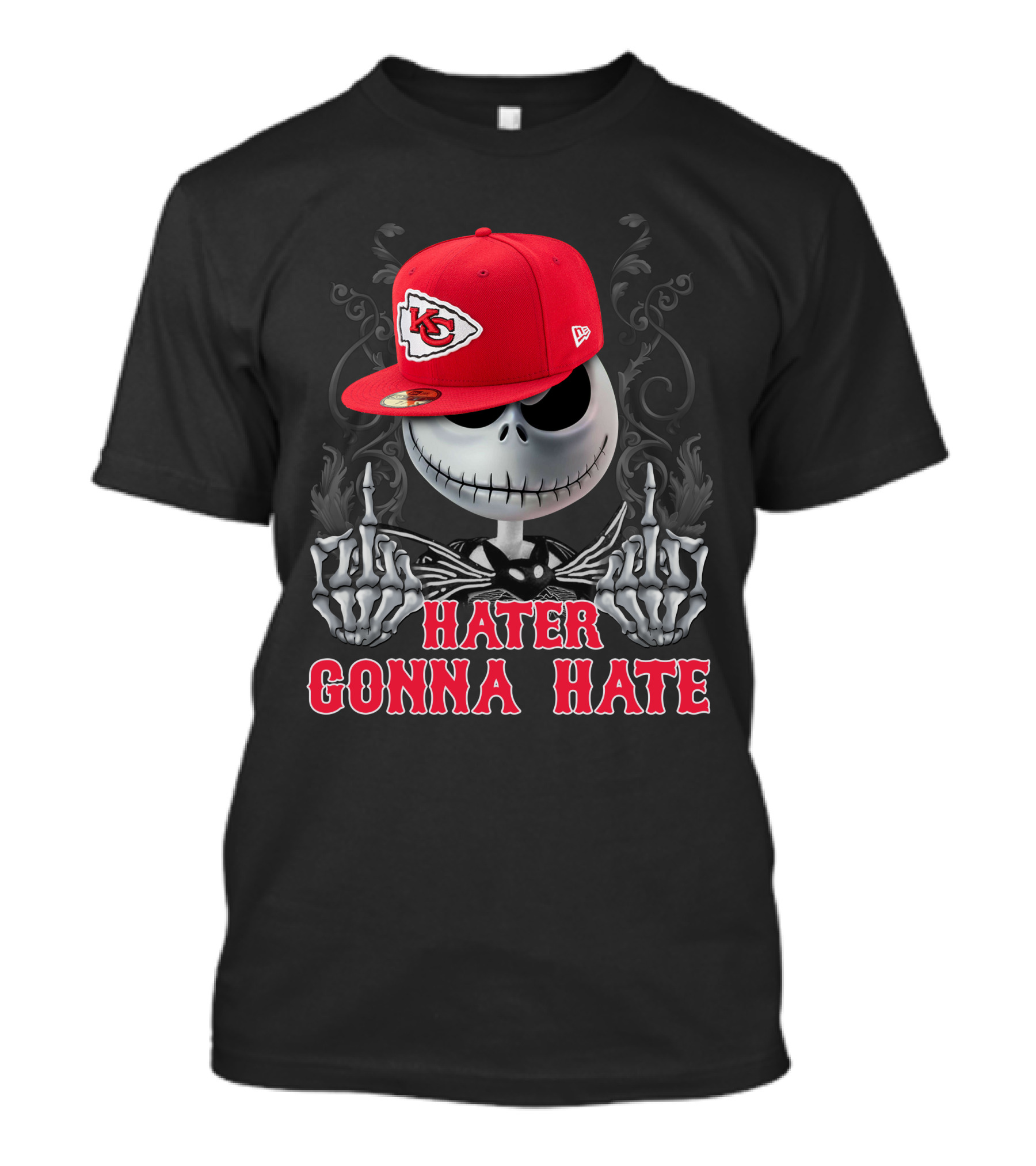 Hater Gonna Hate Kansas City Chiefs Jack Skellington Red Hat T-Shirt