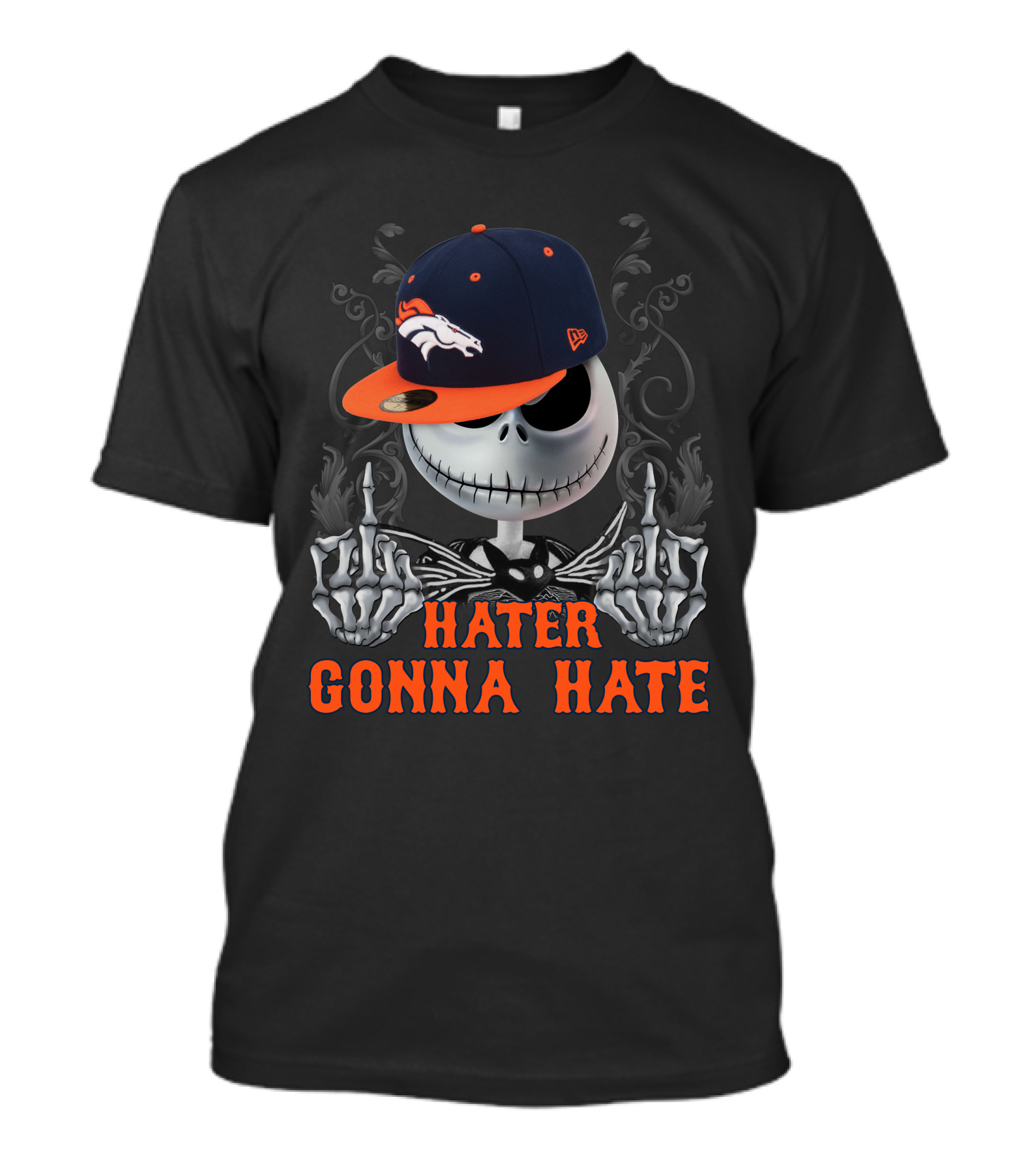 Hater Gonna Hate Ds001-10 Denver Broncos Skeleton Hat T-Shirt