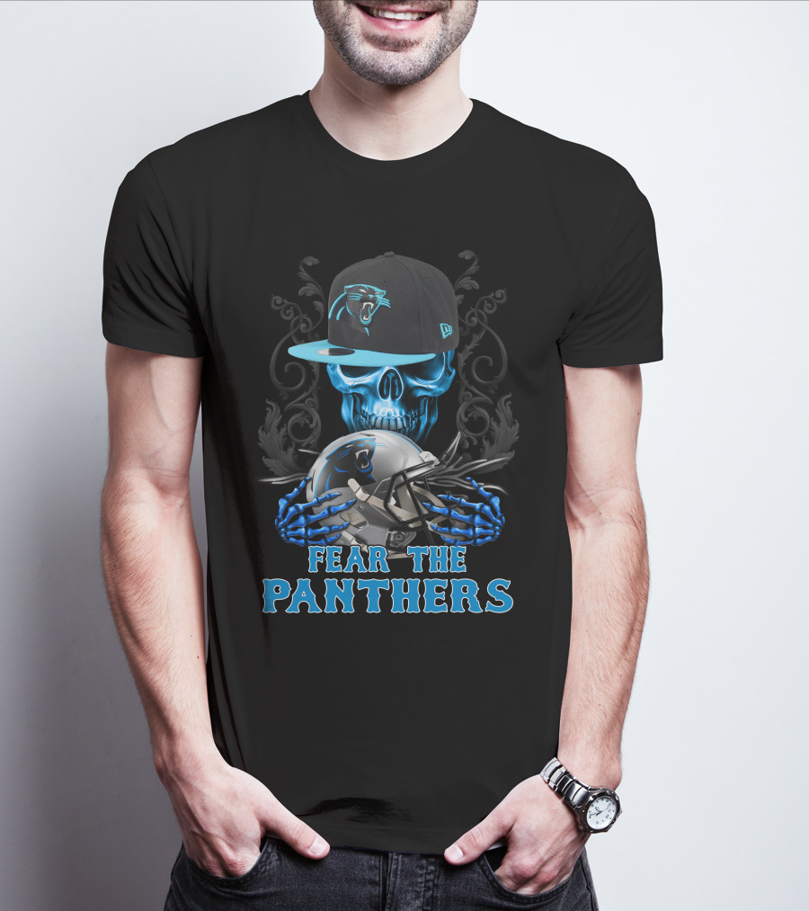 Fear The Panthers Ds002-05 Carolina Panthers Skull And Helmet T-Shirt