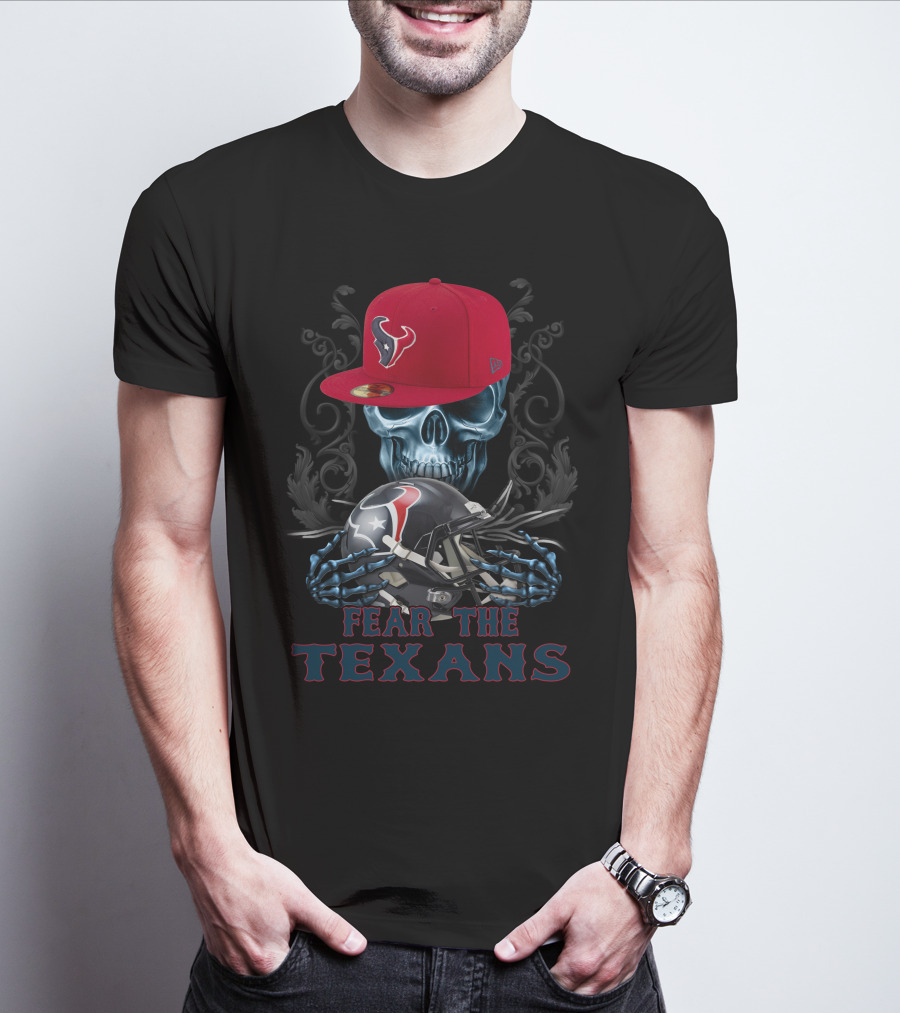 Fear The Texans Ds002-13 Houston Texans Skull With Caps And Helmet T-Shirt