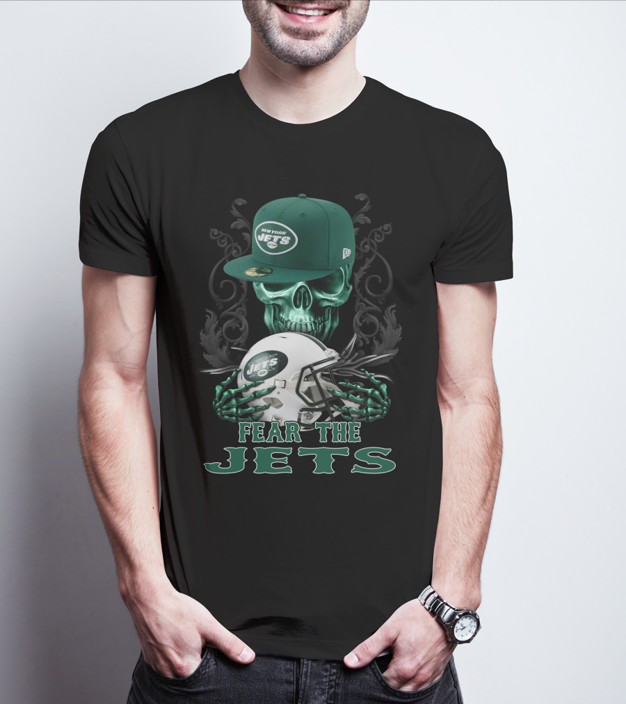Fear The Jets New York Jets Helmet And Cap Skull Art Ds002-22 T-Shirt