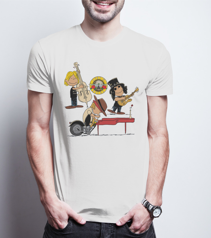 Guns N' Roses We're F'N' Back Cartoon Style With Famous Rock Band T-Shirt