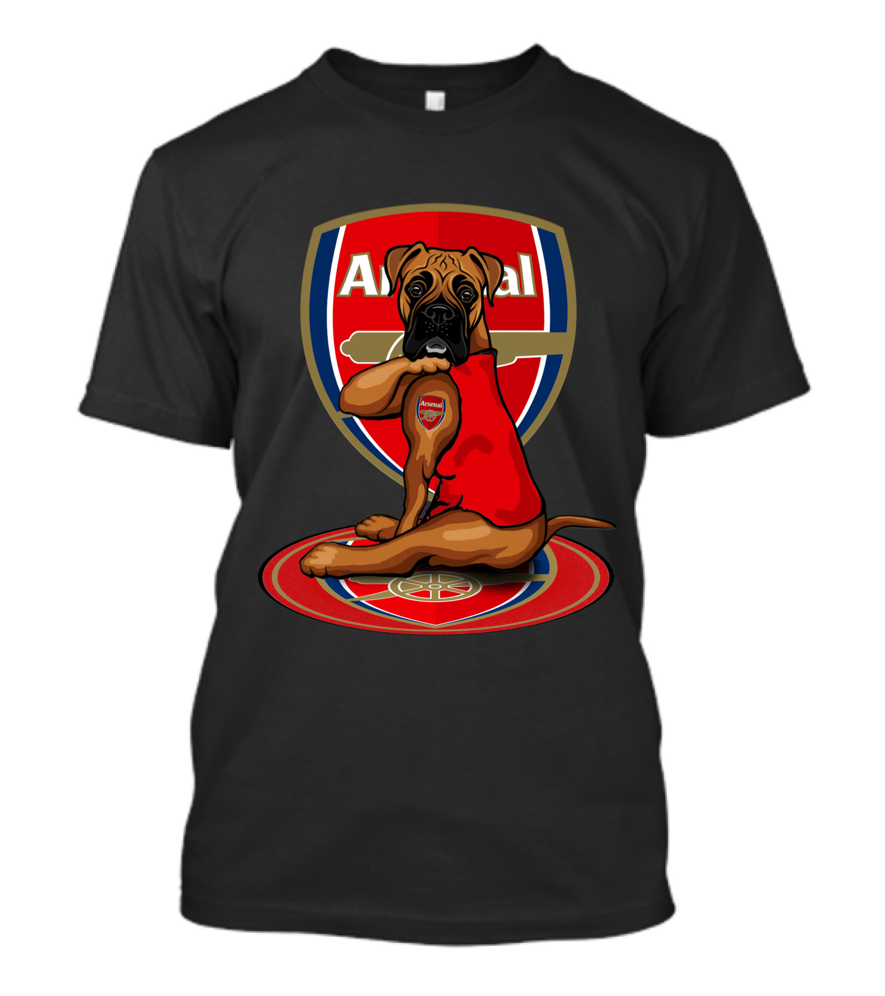 Arsenal Logo Dog Sitting On Crest T-Shirt