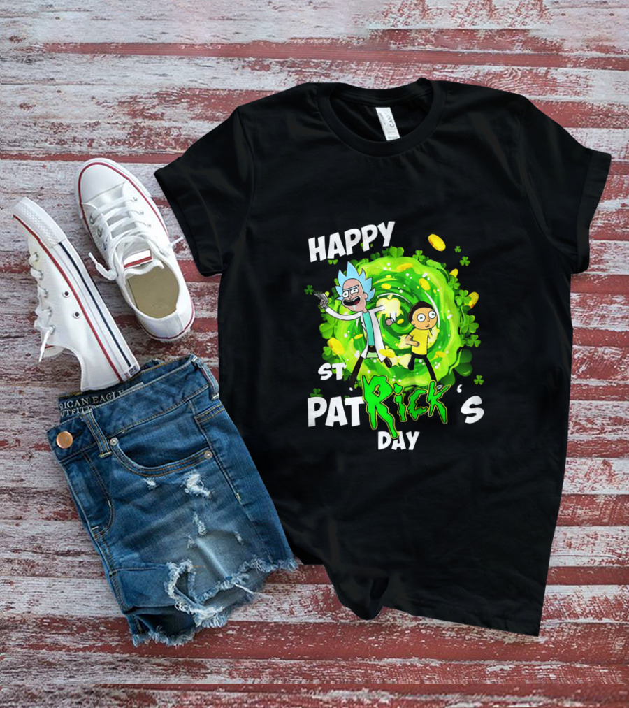 Happy St. Patrick's Day Rick And Morty Portal Adventure T-Shirt